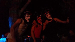 Flam Chen - Kit O'Connell Three members of Flam Chen in Devil Mask