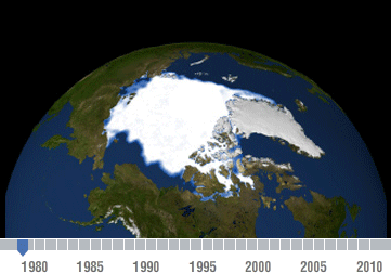 Observations from NASA satellites show that Arctic sea ice is now declining at a rate of 11.5 percent per decade, relative to the 1979 to 2000 average. Melting Arctic sea ice due to climate change is contributing to the rapid rise of sea levels, and subsequent flooding.